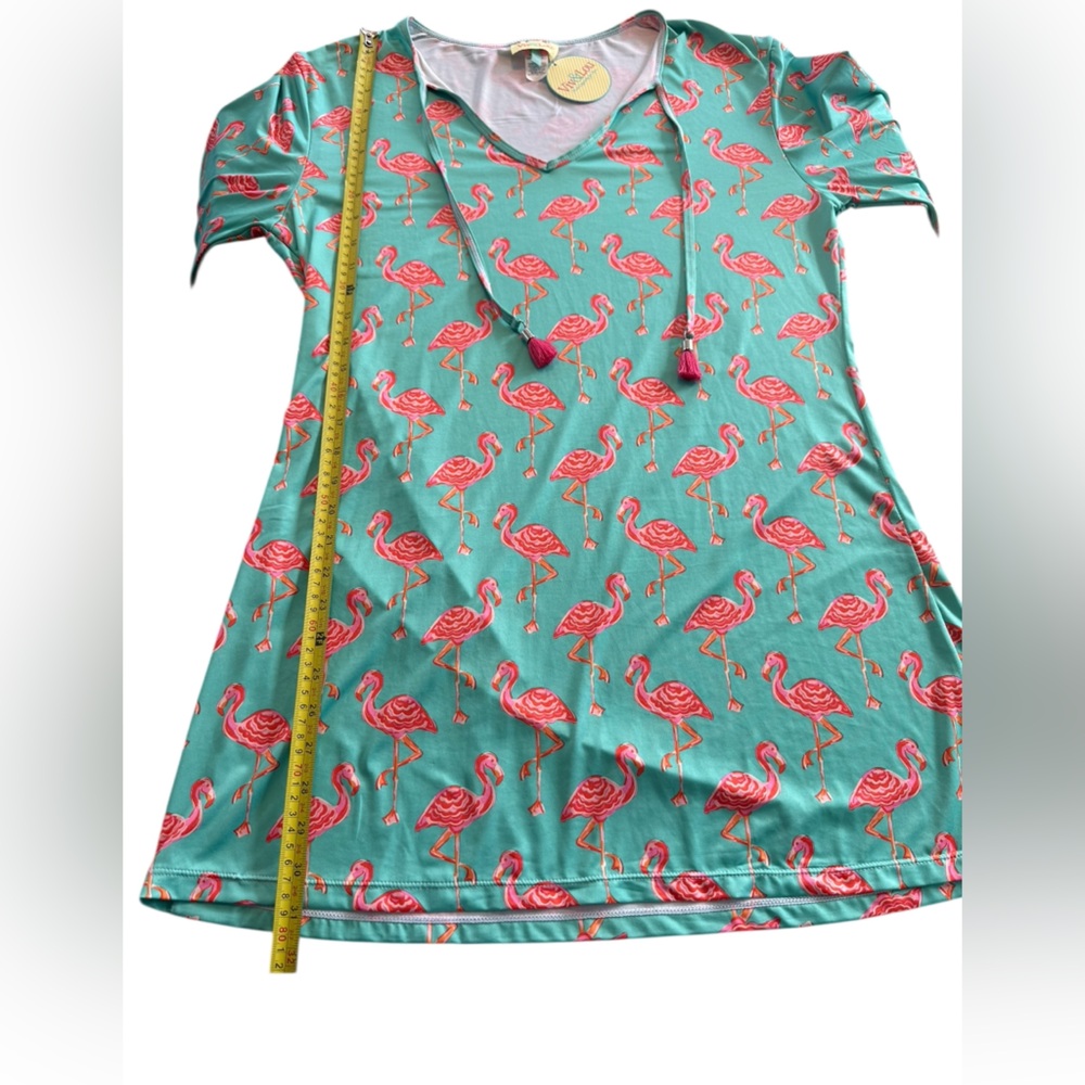 Viv & Lou Flamingo Swim Cover Up Tunic Dress NWT Tropical S/M Cruise Summer New - Picture 7 of 10